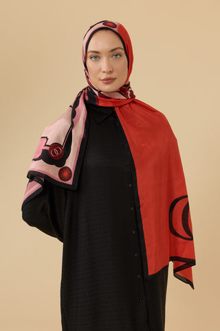 Japon Bahçesi Nar Çiçeği Floş Ekosel Şal 70x210
