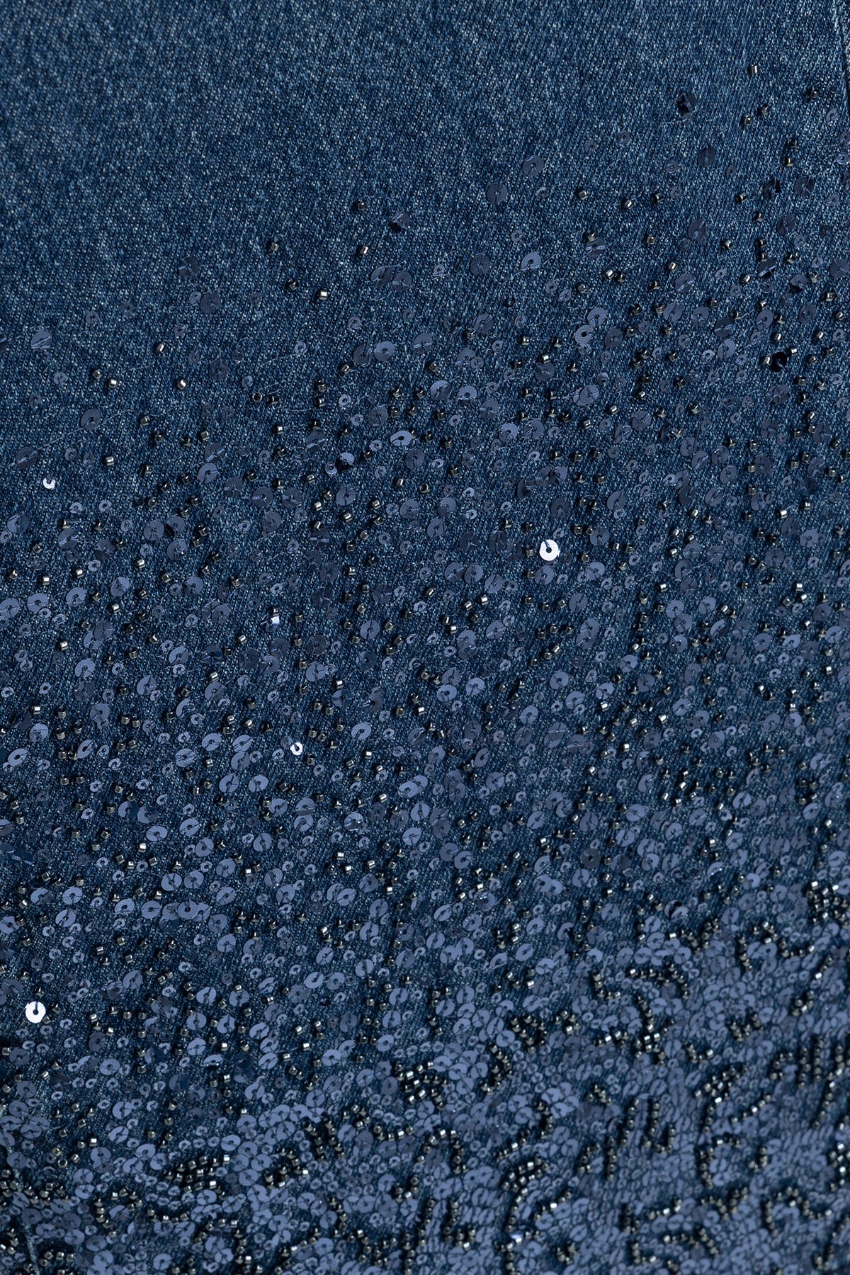 İşlemeli Koyu Mavi Denim Pantolon