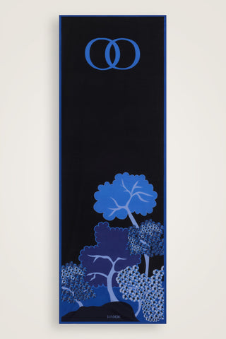 Sakura Siyah-Saks Floş Ekosel Şal 70x210