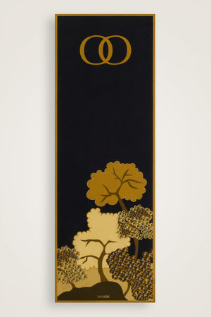 Sakura Siyah-Hardal Desenli Baskı Pamuk Floş Şal 70x210