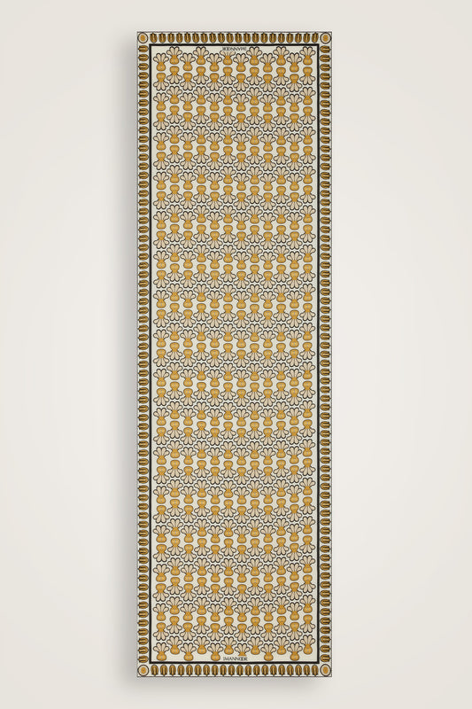 Lale Vazo Sarı Pamuk İpek Şal 70x210