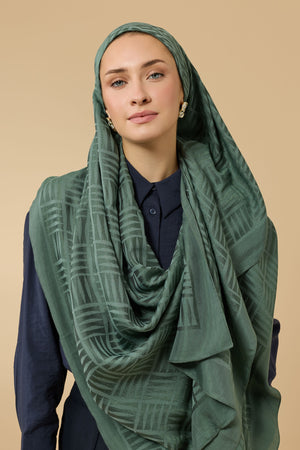 Faith Square Green Copper Naia Cotton Scarf