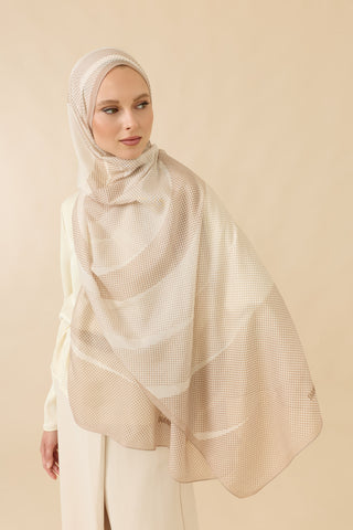 Hare Bej Pamuk Vual Şal 70x210
