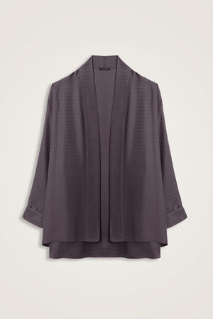 Iman I Anthracite Jacquard Silk Short Kimono