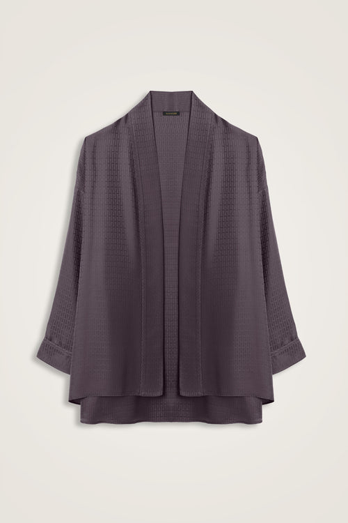 Iman I Anthracite Jacquard Silk Short Kimono