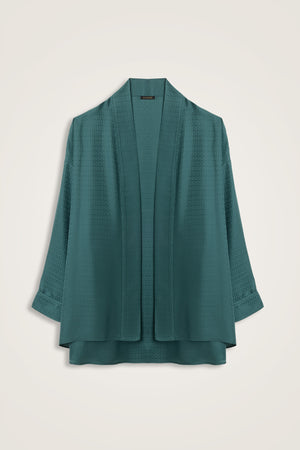 Faith I Green Oil Jacquard Silk Short Kimono