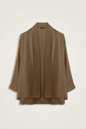 Iman I Haki Jacquard Silk Short Kimono