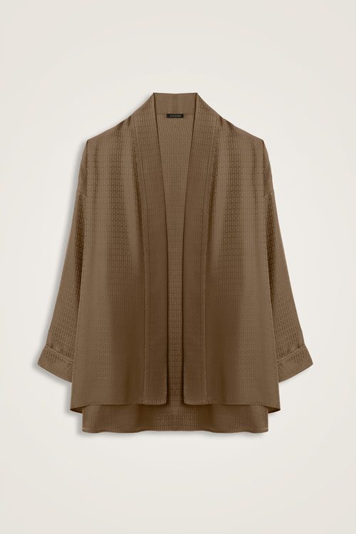 Iman I Haki Jacquard Silk Short Kimono