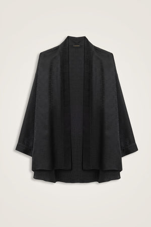 Iman Kare Black Jacquard Silk Short Kimono