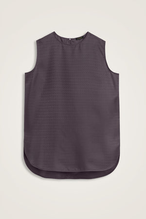 Iman I Anthracite Jacquard Silk Sleeveless Blouse