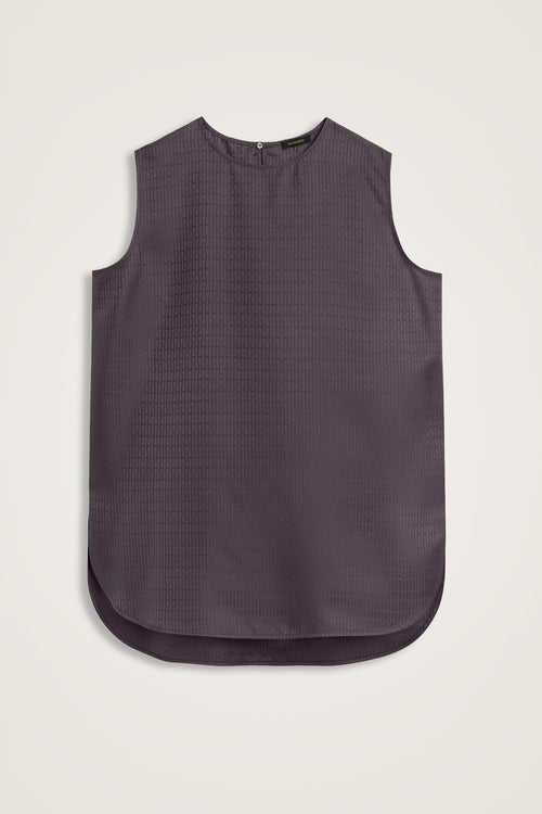 Iman I Anthracite Jacquard Silk Sleeveless Blouse
