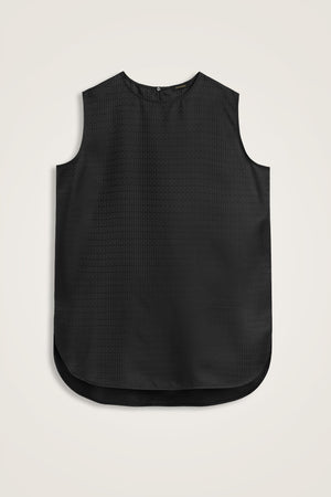 Iman I Black Jacquard Silk Sleeveless Blouse
