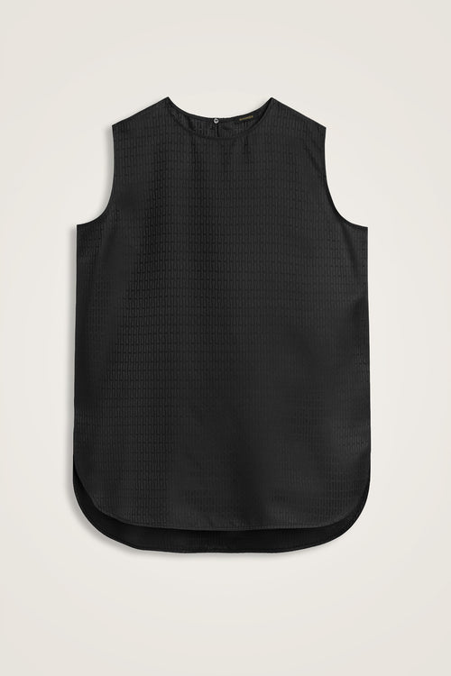 Iman I Black Jacquard Silk Sleeveless Blouse