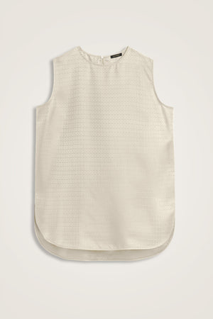 Iman Cream Jacquard Silk Sleeveless Blouse