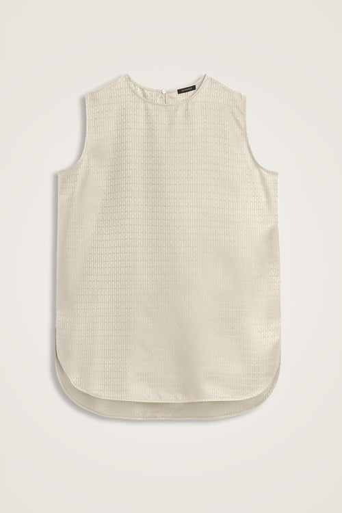 Iman Cream Jacquard Silk Sleeveless Blouse
