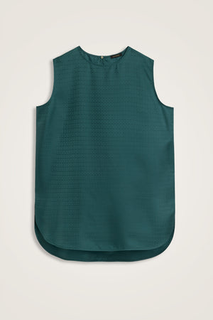Iman I Anthracite Jacquard Silk Sleeveless Blouse