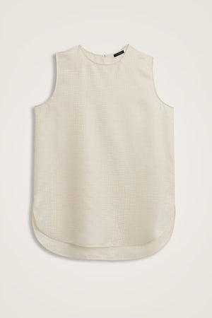 Iman Square Cream Jacquard Silk Sleeveless Blouse