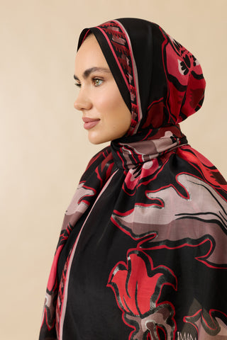 Hercai Siyah Pamuk Floş Şal 70x210