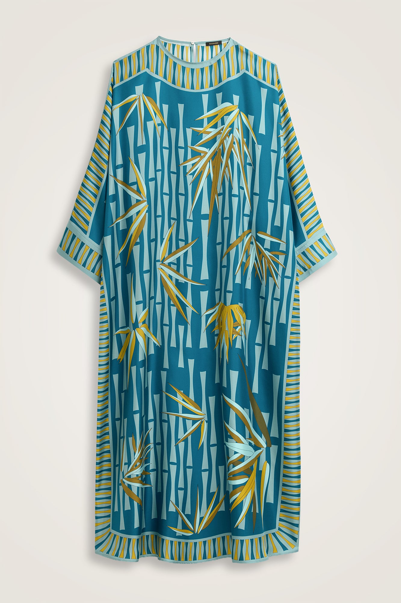 Bambu I Petrol Krep İpek Kaftan Elbise