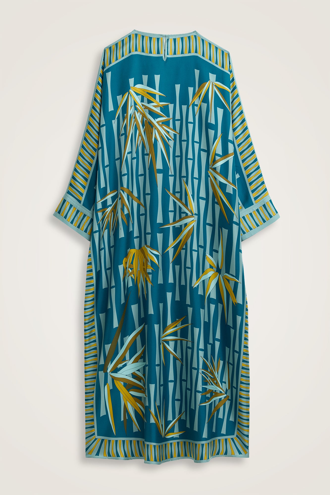 Bambu I Petrol Krep İpek Kaftan Elbise