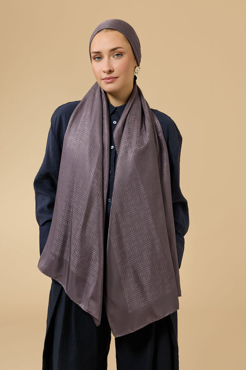 Iman Square Anthracite Jacquard Silk Scarf