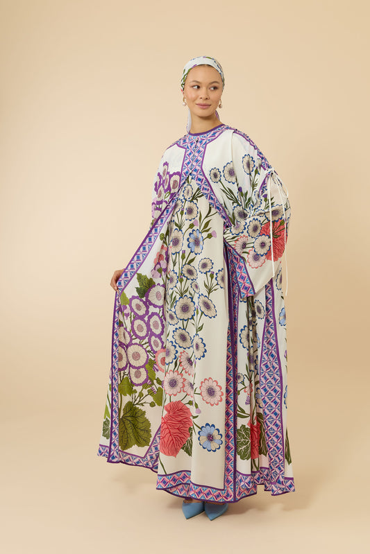 Japon Şemsiyesi Beyaz Krep İpek Abaya