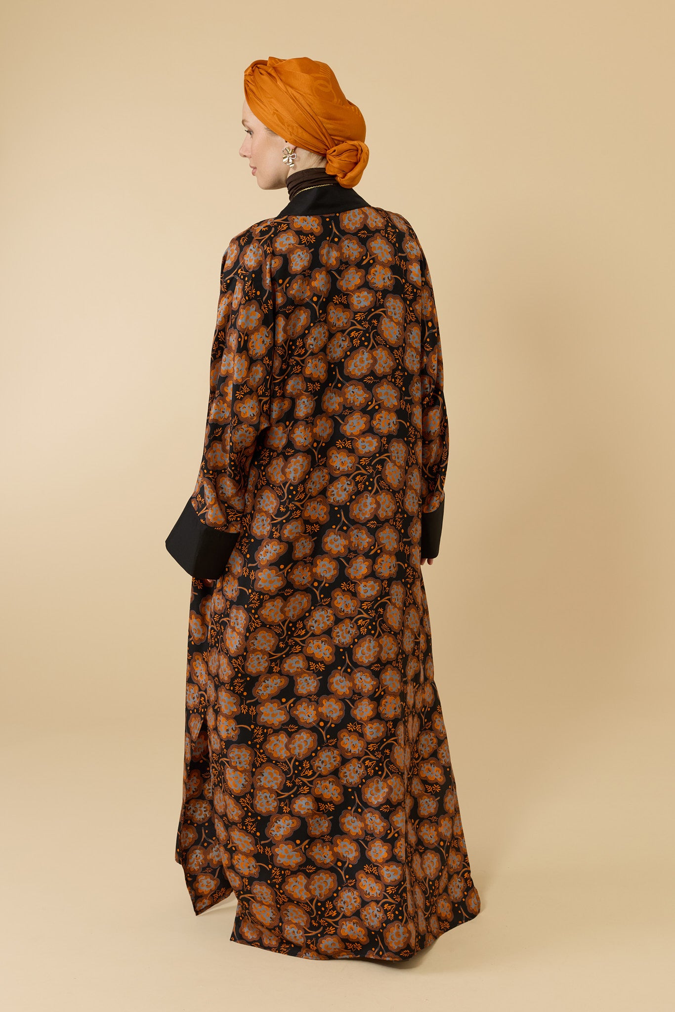 Nar Ağacı Bakır Tivil İpek Uzun Kimono