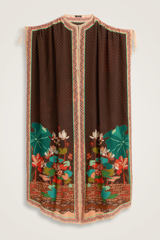 Nilüfer Kahverengi Krep İpek Abaya
