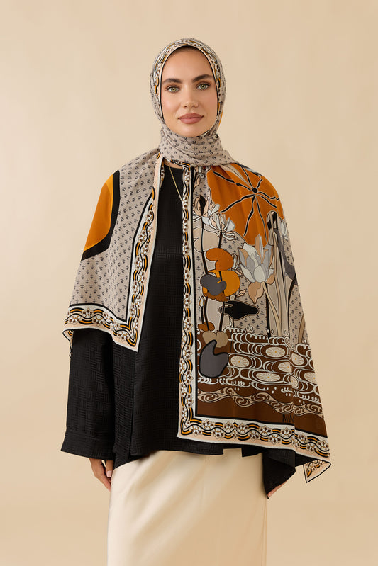 Nilüfer Bej Krep İpek Şal 70x210