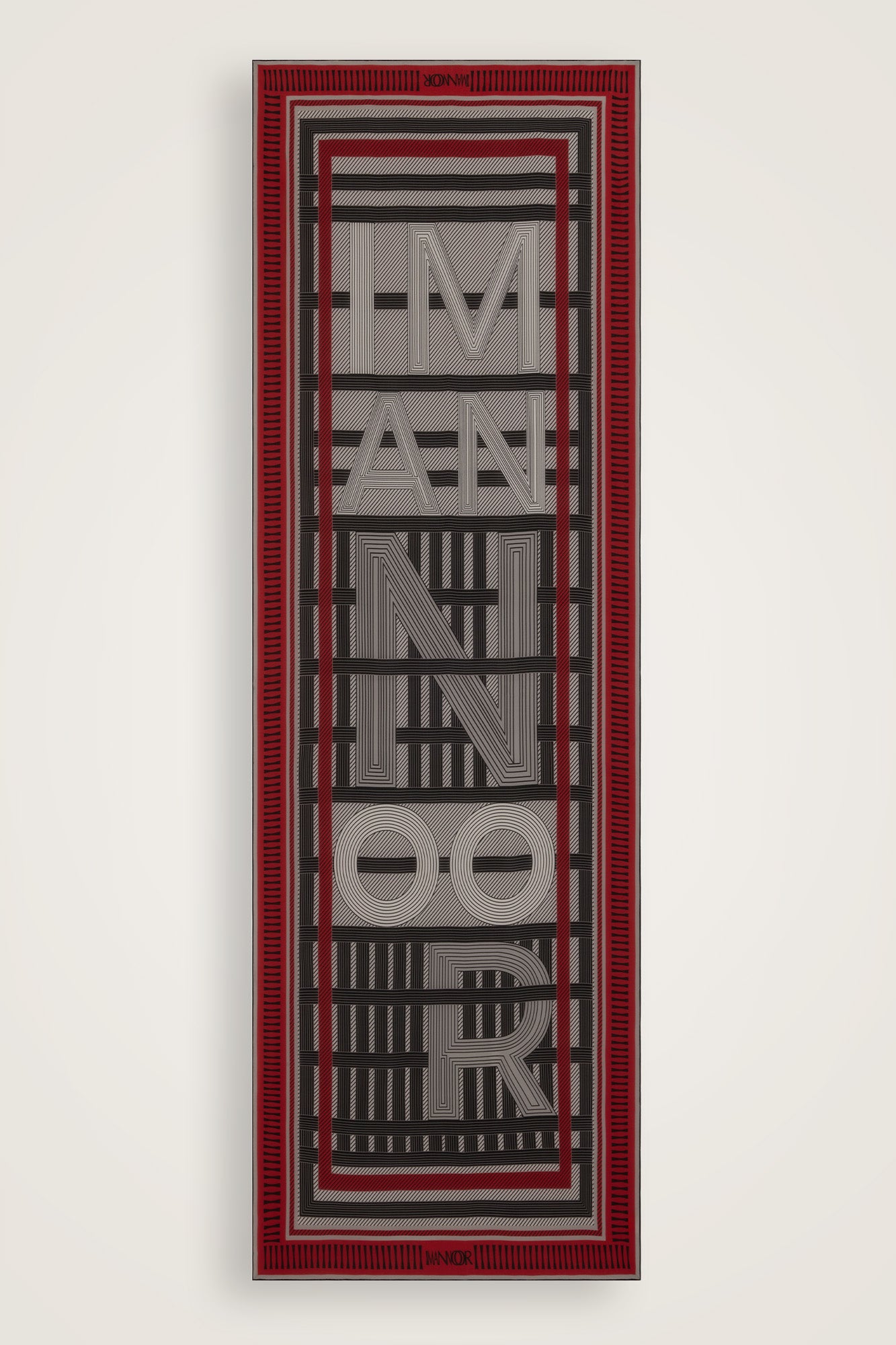 Çizgi Kırmızı Krep İpek Şal 70x210