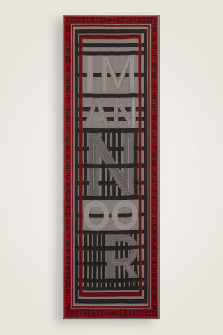 Çizgi Kırmızı Krep İpek Şal 70x210