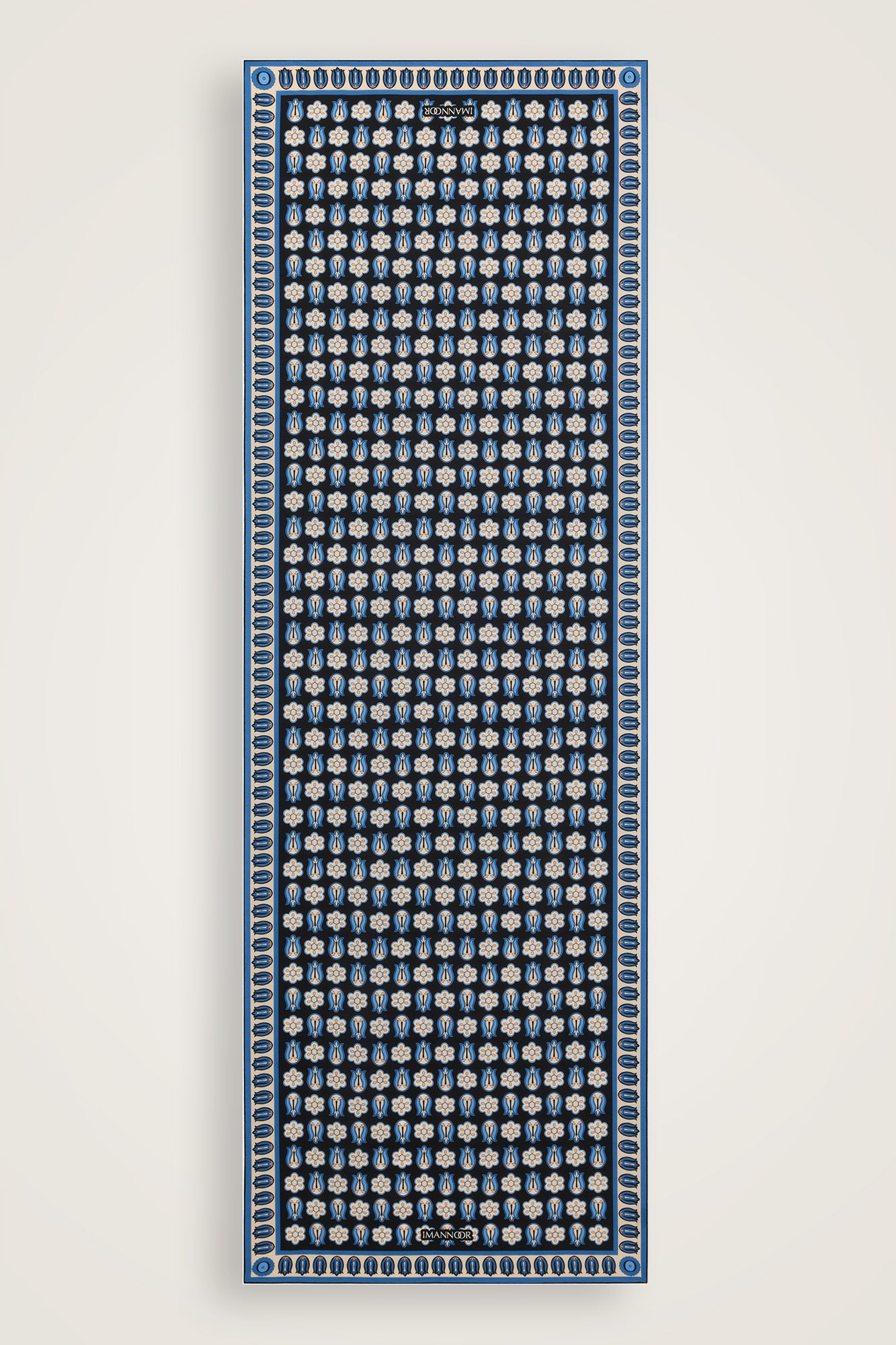 Ters Lale Siyah-Mavi Pamuk İpek Şal 70x210