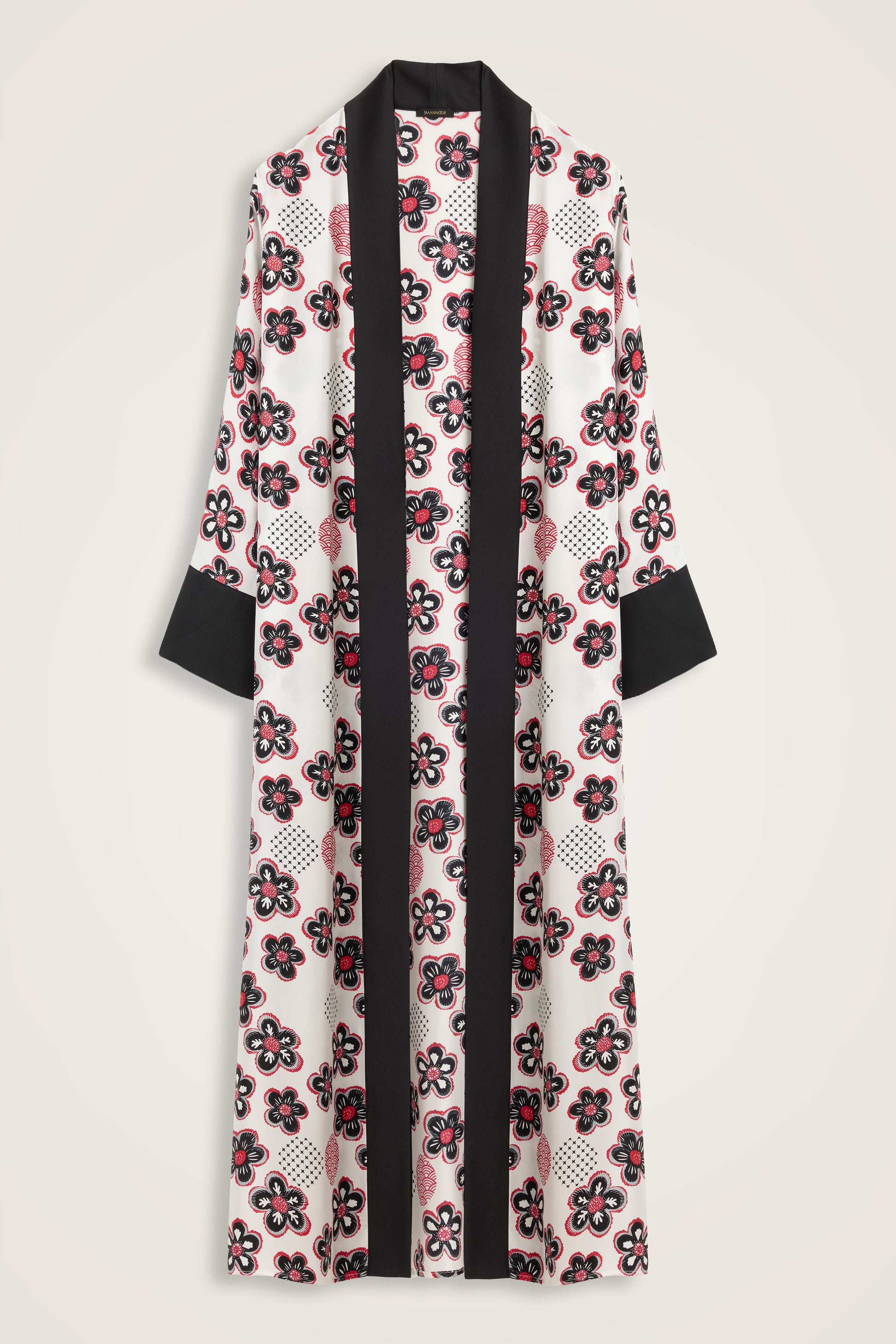 Kar Taneleri Beyaz Tivil İpek Uzun Kimono