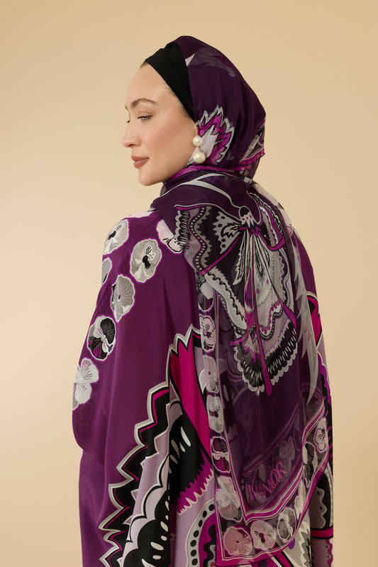 Karanfil Mürdüm Krep İpek Kaftan