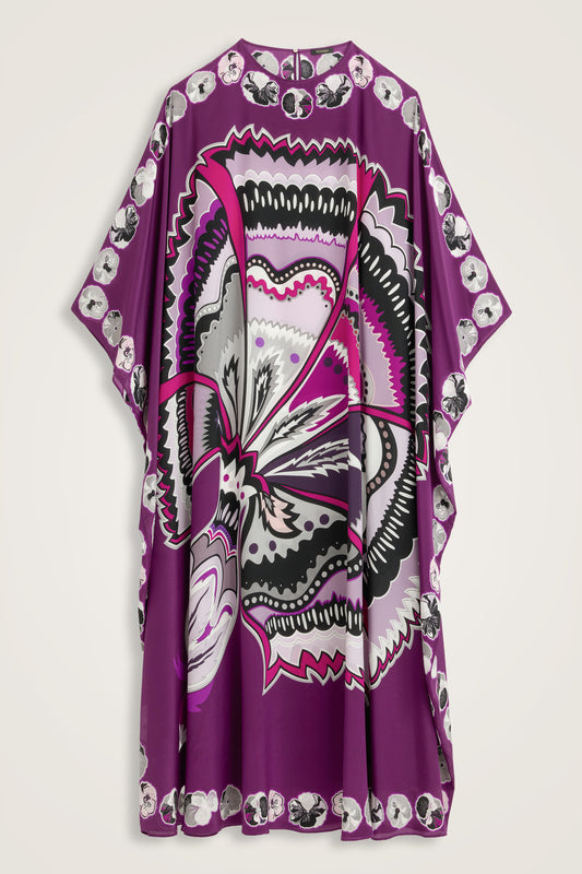 Karanfil Mürdüm Krep İpek Kaftan