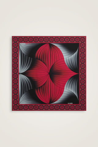 Yelpaze Siyah-Kırmızı İpek Eşarp 90x90