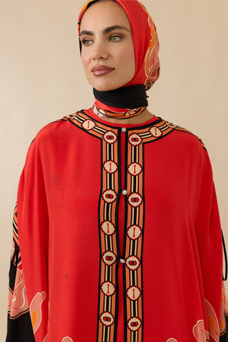 İki Deniz Mercan Krep İpek Abaya