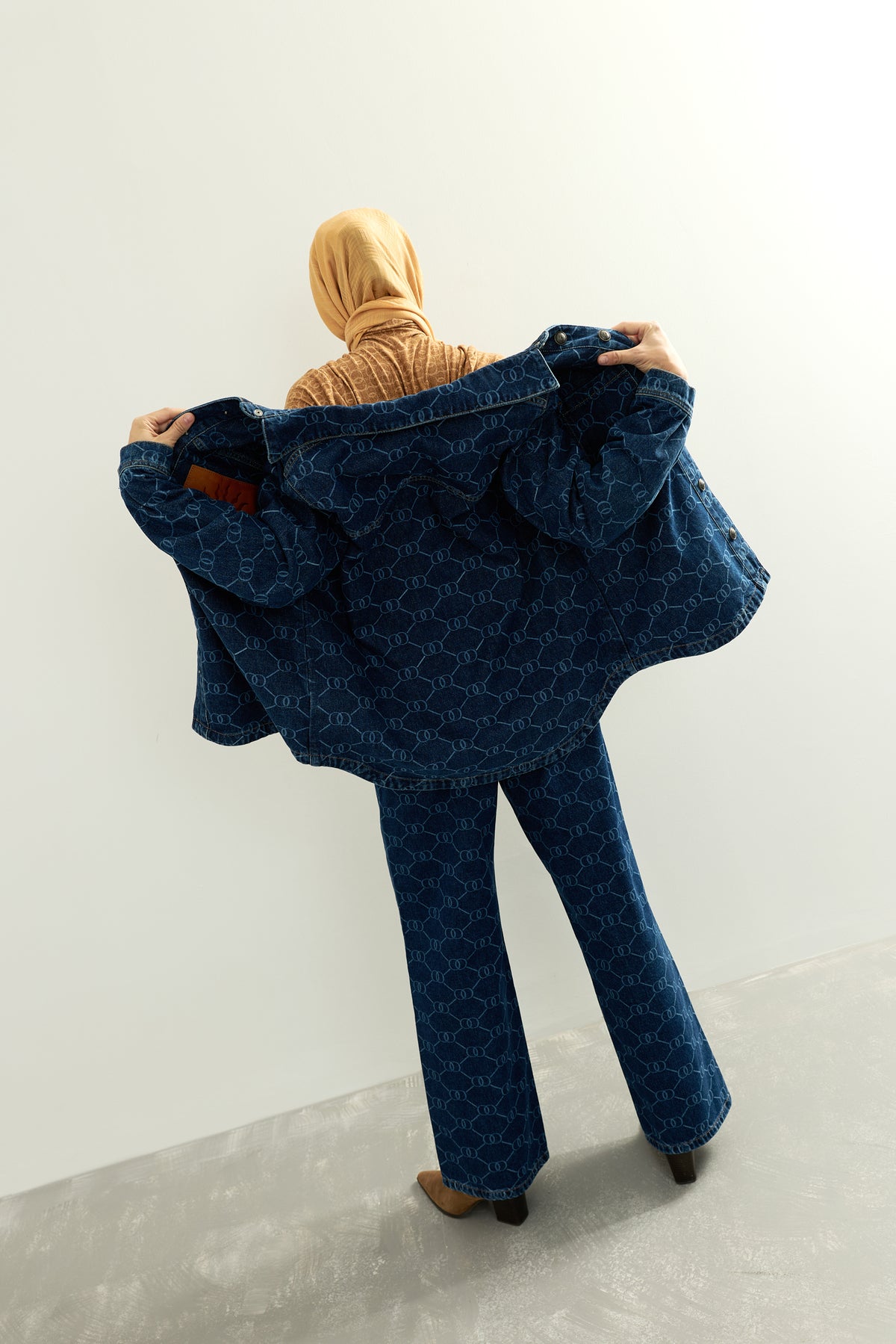Lacivert Monogram Denim Gömlek