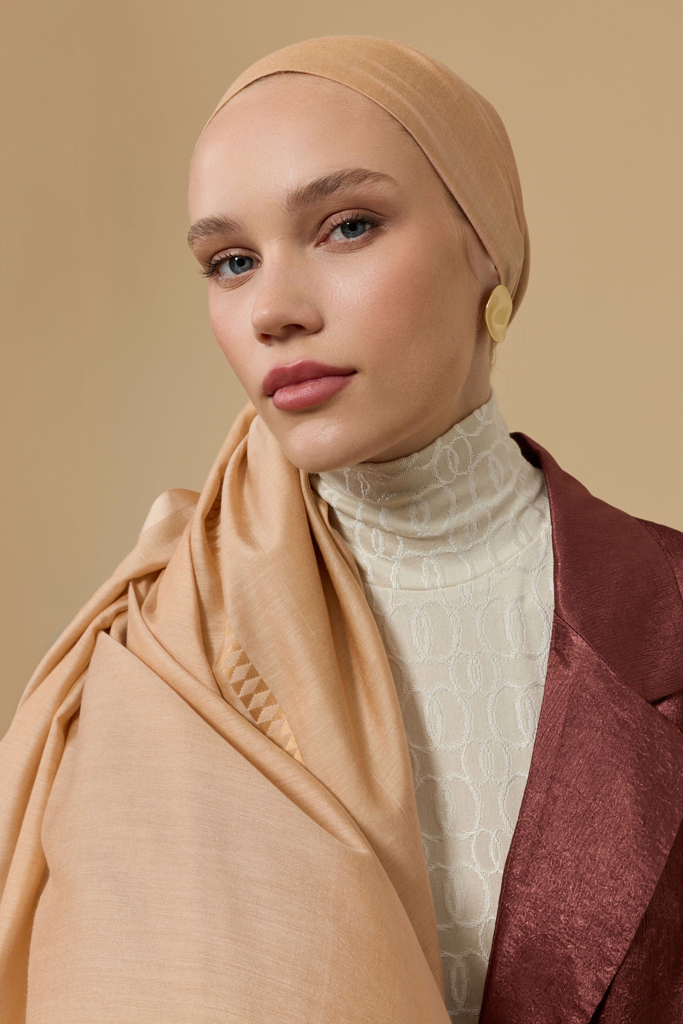 Bordür İman I Altın Modal İpek Şal 70x200