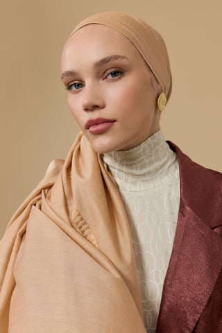 Bordür İman I Altın Modal İpek Şal 70x200