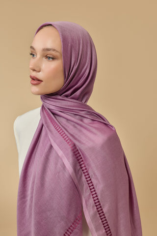 Bordür İman I Şeker Pembe Modal İpek Şal 70x200