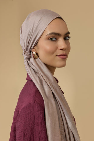 Bordür İman I Somon Pudra Modal İpek Şal 70x200