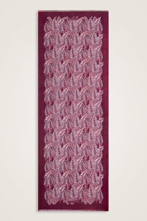 Hurma Dalı Bordo İpek Vual Şal 70x200