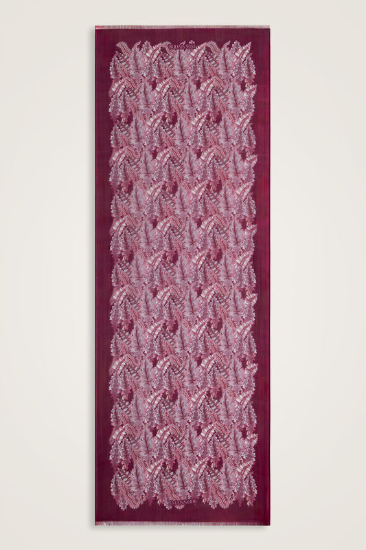 Hurma Dalı Bordo İpek Vual Şal 70x200