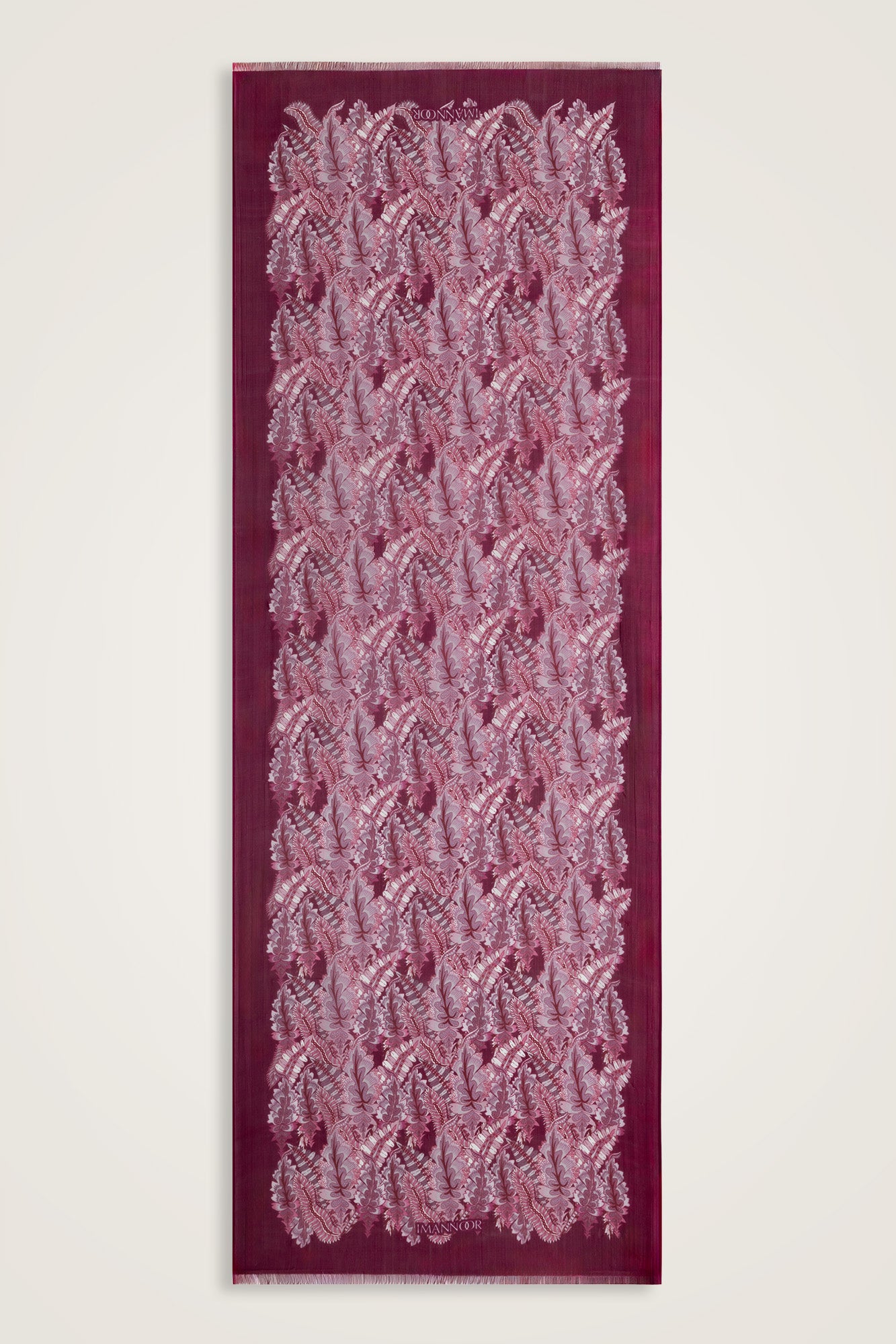 Hurma Dalı Bordo İpek Vual Şal 70x200