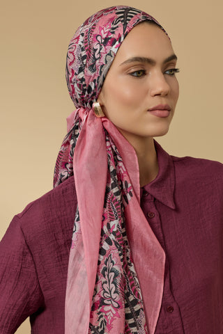 Hurma Dalı Mercan İpek Vual Şal 70x200