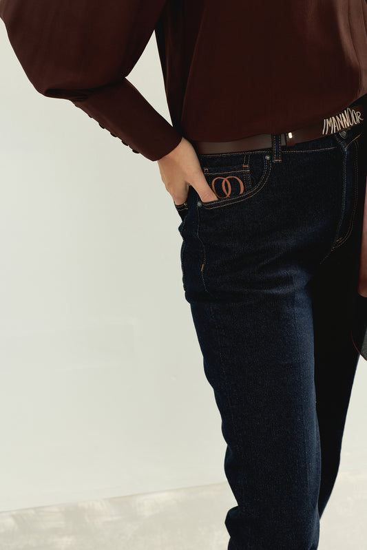 Koyu Lacivert Denim Pantolon