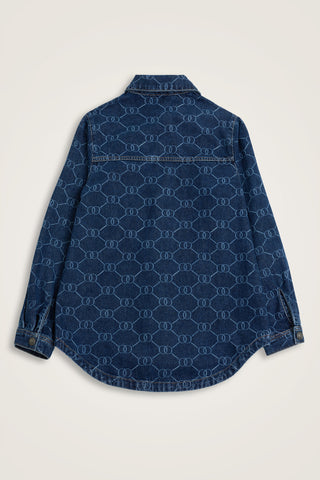 Lacivert Monogram Denim Gömlek