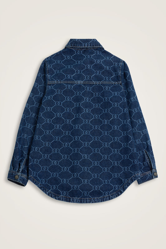 Lacivert Monogram Denim Gömlek