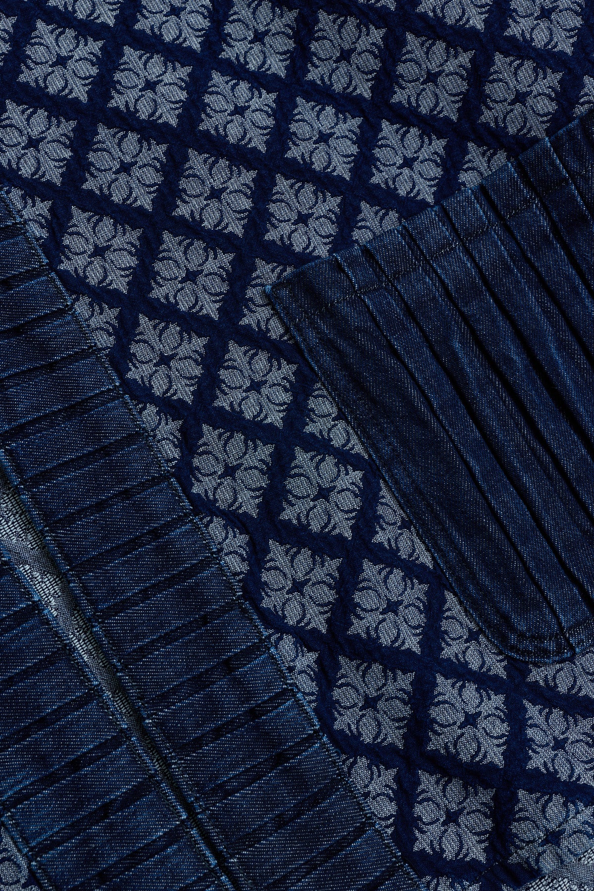 Lacivert Denim Jakarlı Kısa Kimono